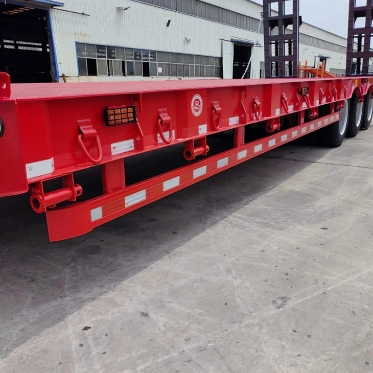 60 Ton Payload Lowbed Trailer 3 Axles 12 Tires